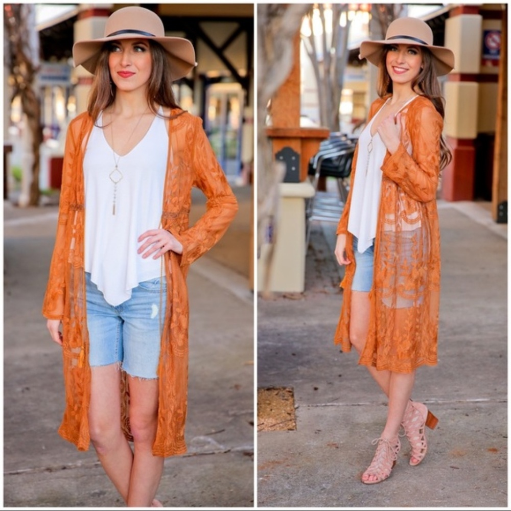 ❤️LAST ONE! Copper Lace Kimono - Picture 2 of 3